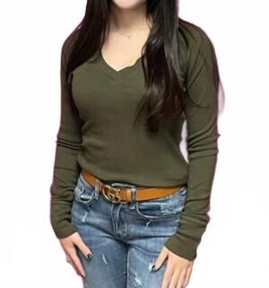 NEW CROWN JEWEL long sleeve raglan v neck top in olive